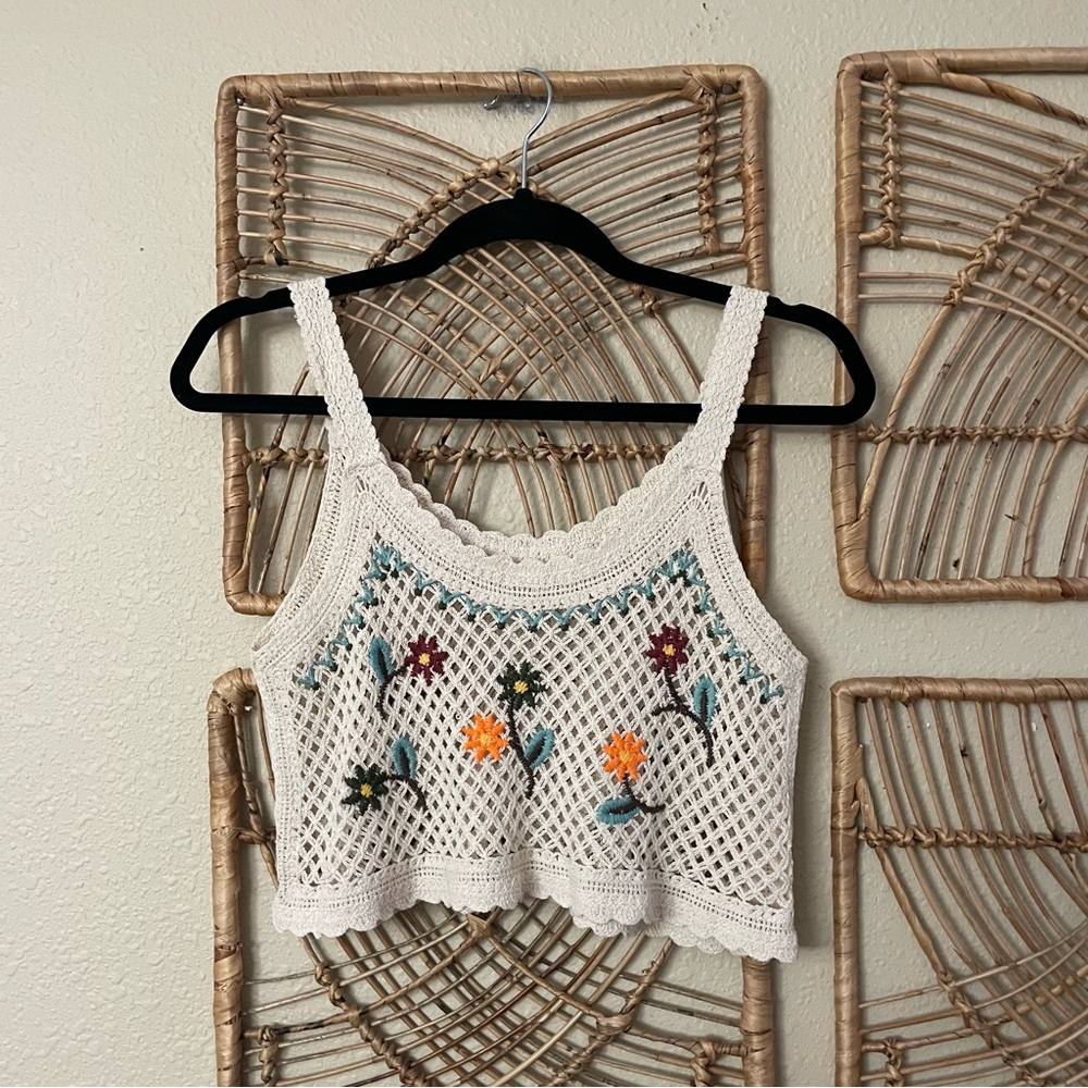 Unbranded Crochet Floral Crop‎ Top Earthy Boho Festival Hippie *see msrmts B22